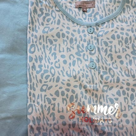 Cocodream dames set 3/4 broek - 100% katoen - maat XXL - Summer holidays - blauw