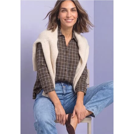 Shirt met 3/4-mouwen van jersey in blouse-stijl