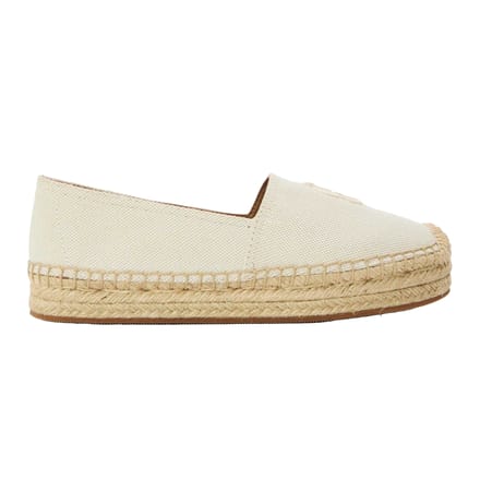 Boss Lederen platte espadrilles voor dames (Licht Beige)