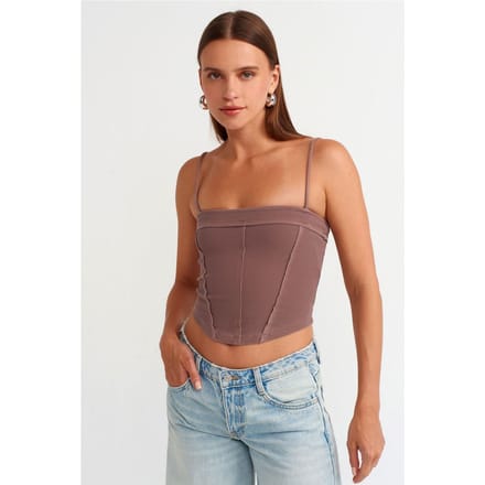 Geribbelde vierkante hals cropped top
