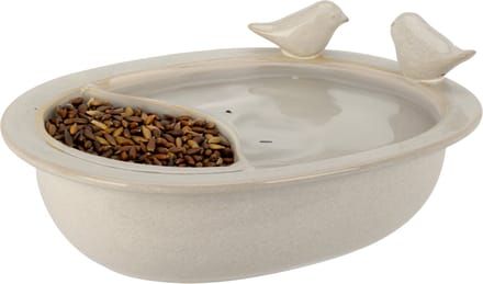 Pro Garden Vogelbad/voederschaal - wit - keramiek - D20 x H8 cm - drinkschaal voor tuinvogels