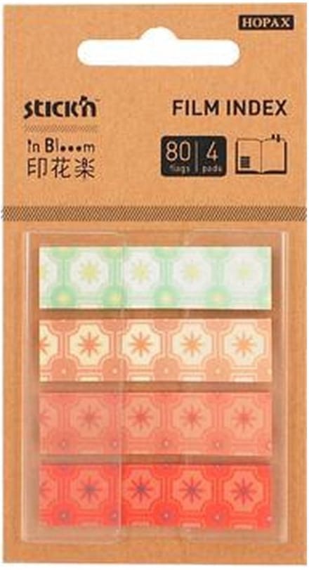 Stick'n Film index tabs - 45x12 mm, z-note, 4x gekleurde decoratie tabs, 80 vel