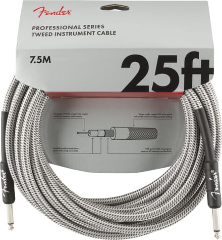 Fender Professional Series Instrument Cable 7.5m (White Tweed) - Instrumentenkabel