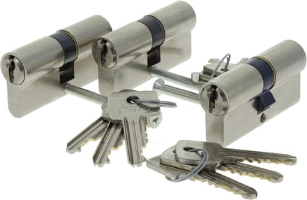 PROFIELCILINDER VERNIKKELD 60MM GELIJKSLUITEND SKG2