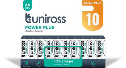Uniross LR6 AA Power Plus Alkaline Battery Pack 10