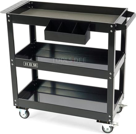 HBM deluxe gereedschapstrolley 3-laags 76 cm, 90 kg draagvermogen
