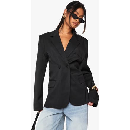 boohoo Dames Tailored Cinched Waist Wrap Blazer | Zwart | Maat: 36