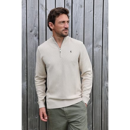 Kultivate Kn Crossed Zip Moonbeam Größe: XXL | Pullover Outlet | Herren