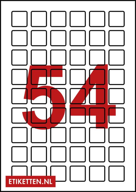 Master Etiketten - Etiketten op A4 Vel - 25 x 25 mm - 54 stickers per vel - 100 vel