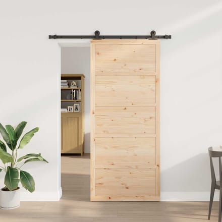 vidaXL - Schuifdeur - Naturel - 80 - x - 208 - cm - Massief - grenenhout