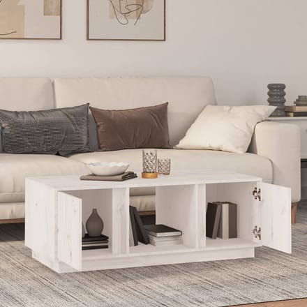 vidaXL - Salontafel - 110x50x40 - cm - massief - grenenhout - wit