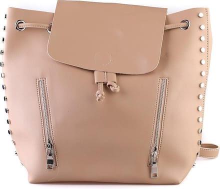 Trendy Rugzak met Studs - Dames - PU Kunstleer - 40x33 cm - Bruin - Dielay