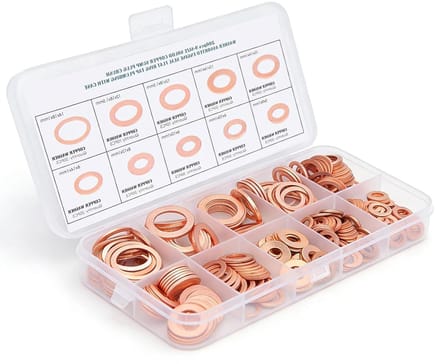 Sealing rings set 200 stuks - 9 maten - koper - hoge afdichtingsprestaties - m-winkel