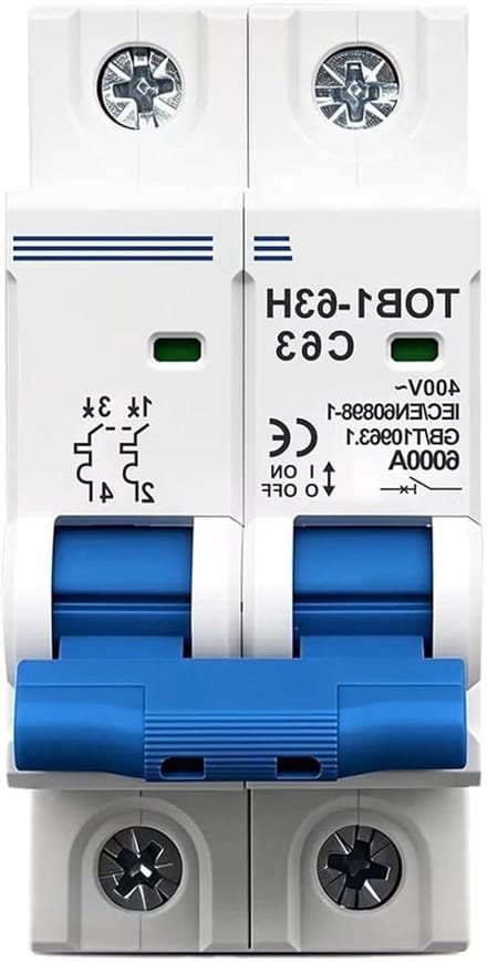 Stroomonderbreker - Veiligheidsschakelaar - Circuit Beveiliging - Type C - 2P 63A - Grijs