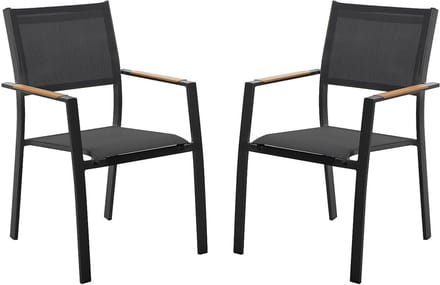 Vente-unique Set van 2 stapelbare tuinfauteuils van aluminium en textileen - Antraciet - MACILA van MYLIA