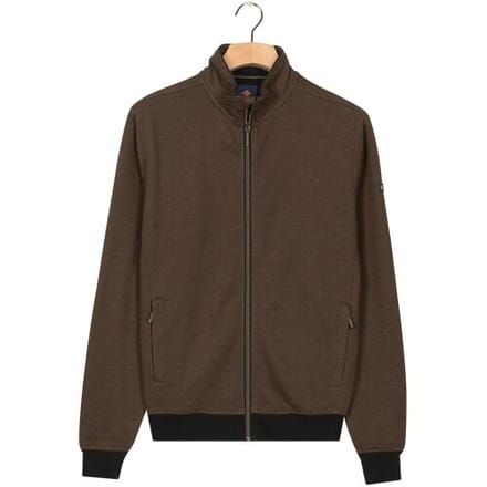 Baileys Vest Sweat Zip Two-Tone Jacquard Doubleface Interlock Coffee Brown / male
