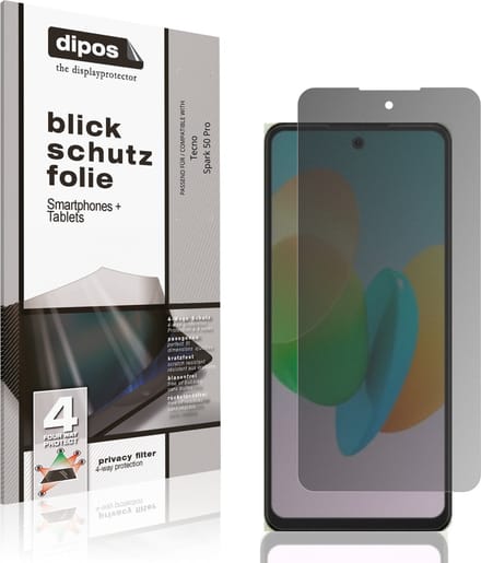 dipos – Matte Privacy Screenprotector geschikt voor Tecno Spark 50 Pro | Anti-Spy Beschermfolie