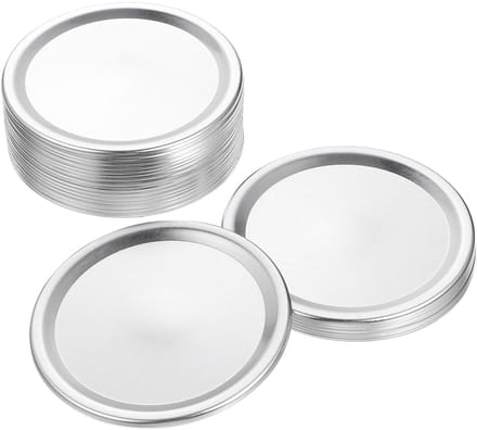 Dailygoods- Conserven Deksel Herbruikbaar - Split-Type Deksel - Lekbestendig - Zilver - Voor Mason Jar - Set van 24 Deksels