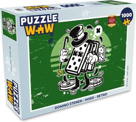 Puzzel Domino stenen - Hoed - Retro - Legpuzzel - Puzzel 1000 stukjes volwassenen