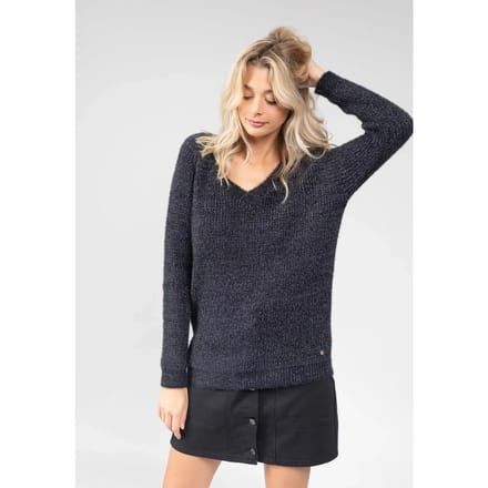 DEELUXE Glanzende trui met V-hals ARMELLE Black Lurex