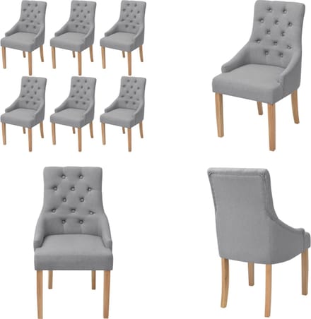 vidaXL - Eetkamerstoelen - 6 - st - stof - lichtgrijs