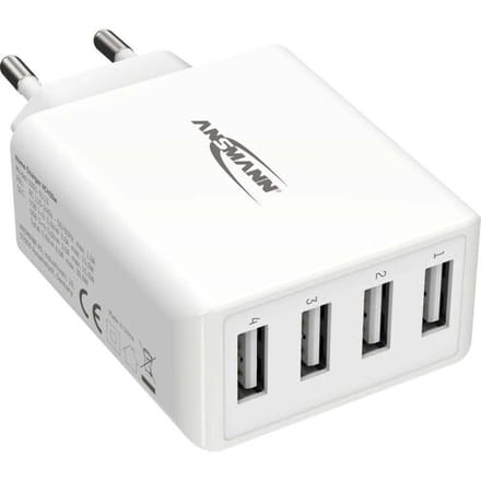 Ansmann HomeCharger HC430 USB-oplader 30 W 4x USB-A Wit Binnen
