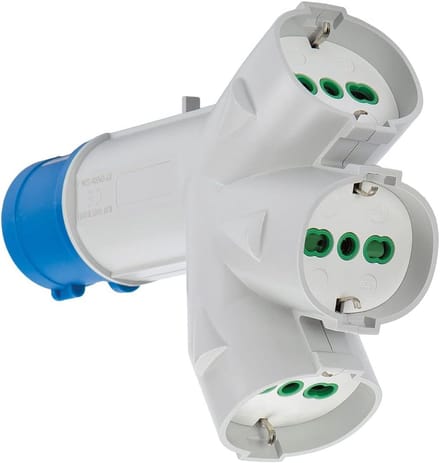 Industriële Stekker - CEE Adapter - Apparaten Aansluiten - 3 Stopcontacten - Compact Ontwerp - Zwart