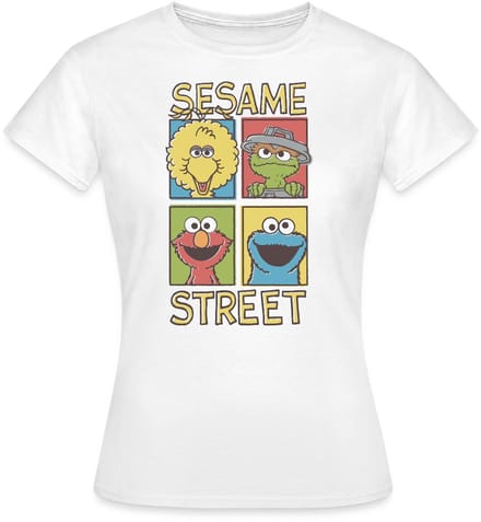 Sesamstraat Bibo Oscar Elmo Koekiemonster T-Shirt Dames