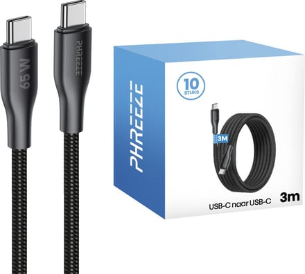 Grootverpakking usb C kabels 3m - 10 pack - 65w fast charge