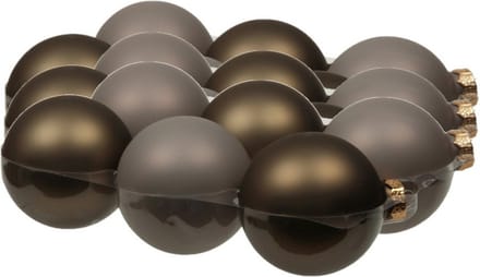 18x stuks kerstversiering kerstballen eucalyptus grijs/bruin van glas - 8 cm - mat/glans - Kerstboomversiering