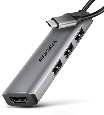 Axagon HMC-H3A laptop dock & poortreplicator Bedraad USB 3.2 Gen 1 (3.1 Gen 1) Type-C Zilver