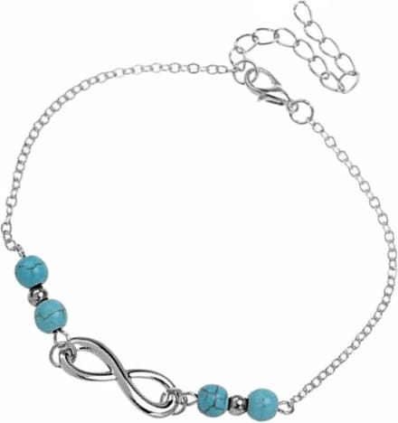 Fako Bijoux® - Enkelbandje - Enkelsieraad - Infinity Turquoise Duo