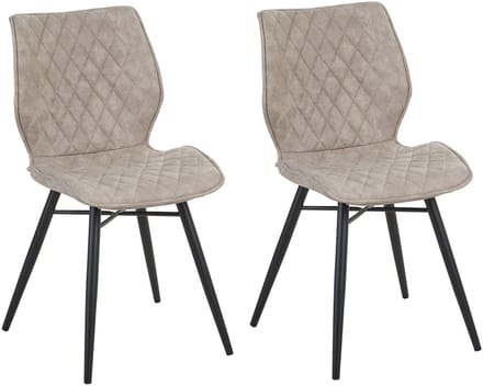 LISLE - Eetkamerstoel - Beige - Polyester