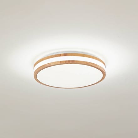 Lindby LED plafondlamp Emiva, Ø 40 cm, licht hout, CCT