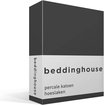 Beddinghouse percale katoen hoeslaken - Eenpersoons - Anthracite