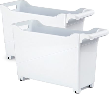 PlasticForte Trolley - 2x - wit - L45 x B17 x H29 cm - opberger op wieltjes