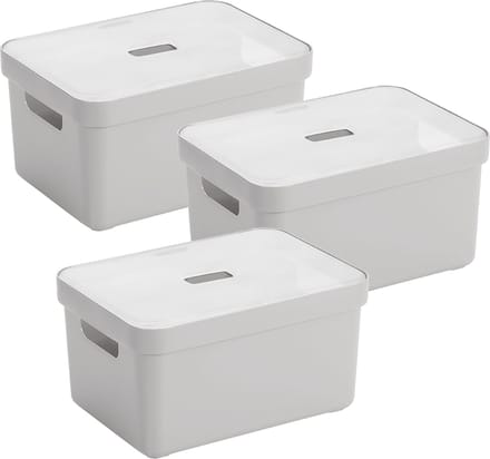 Sunware Sigma Home opbergbox 13L - Set van 3 - Grijs/Transparant