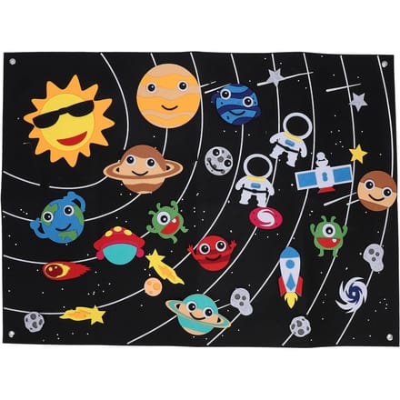 Zonnestelsel Vilt Verhaalbord Buitenruimte Heelal Verhalen Vertellen Wandhanger Viltbord Interactief gray