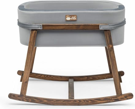 Asir Wieg - 90 x 70 x 58 cm - Grijs Okkernoot - Inclusief matras