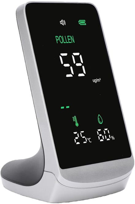 Pollenmonitor Pollendetector - Luchtkwaliteit Meter - Allergie Beheer - 3-in-1 Metingen - 4.3 Inch Scherm - Zwart