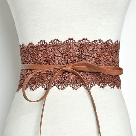 Dames kunstleer wikkel rond Obi-stijl tailleband riem kanten riem None brown