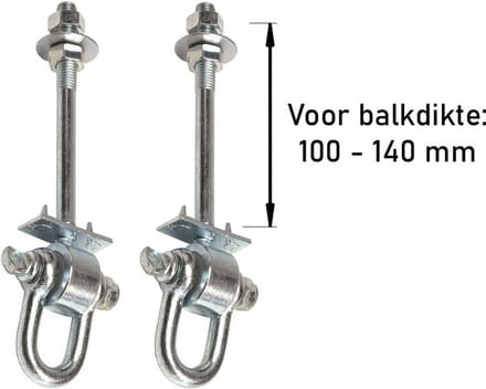 2 Stuks Schommelhaken met Gelagerde Harpsluiting M12 160mm