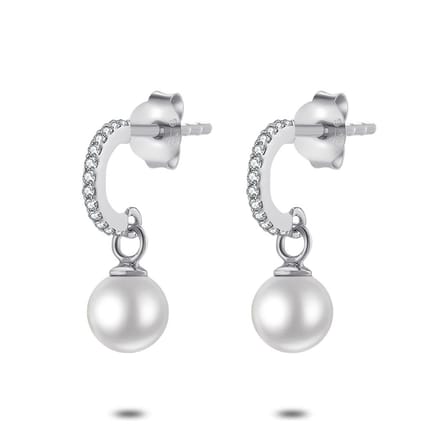 Twice As Nice Oorbellen in zilver, parel en steentjes