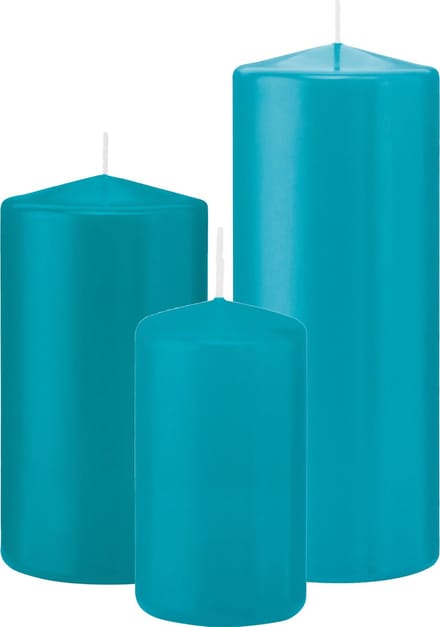 Trend Candles - Stompkaarsen set 6x stuks turquoise blauw 12-15-20 cm