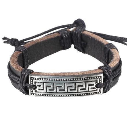Fako Bijoux® - Leren Armband - Leder - Egypte - Zwart