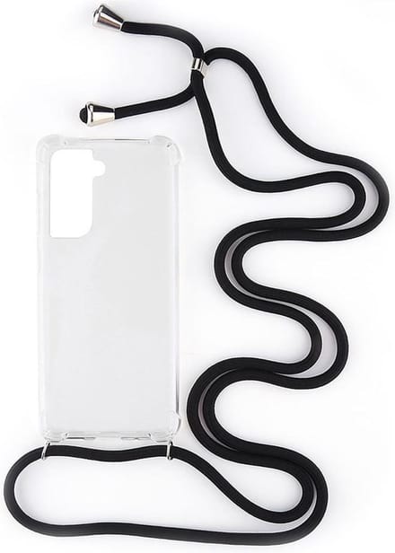 Shop4 - Samsung Galaxy S21 Plus Hoesje - Zachte Back Case met Koord Zwart