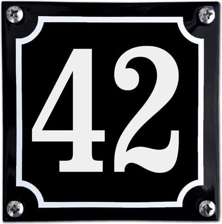Zwart emaille huisnummer  - 42