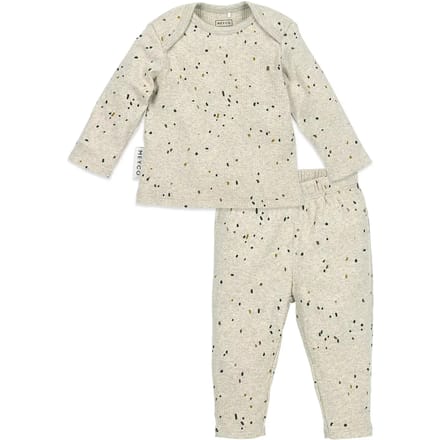 Meyco Baby Rib Mini Spot Pyjama - Sand Melange - 62/68