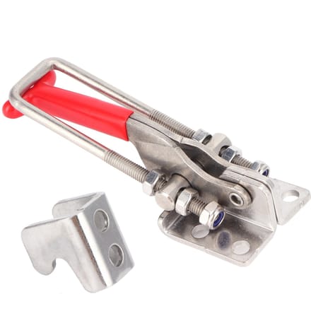 Gespsluiting met grendel, hardwarebevestiging, verstelbare roestvrijstalen klem, levering 431SS gray