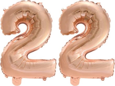 Folieballon nr. 22 Rosé Rosé Goud 41cm
